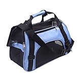 DOITOOL Faltbarer Haustier Rucksack Blau Atmungsaktives Netz Verstellbare Träger Reißverschlussgesicherte Tragetasche für Hunde Katzen für Reisen Camping Sightseeing