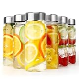 BuildLife Kunststoff-Wasserflasche mit Edelstahldeckel, 350 ml, wiederverwendbare Tritan-Trinkflaschen, BPA-frei, auslaufsicher, Getränkesaftbehälter für Schule, Büro, Sport, 6 Stück, 350 ml