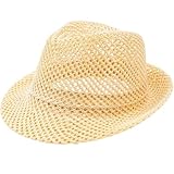 Unisex Sommer Panamahut Atmungsaktives Mesh-Design Breite Krempe Jazz Cap Fedora Strand Sonnenhut Für Outdoor