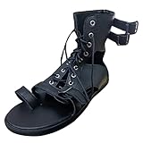 Laquieio Herren-Sandalen mit niedrigem Absatz, Plantar Slides für Herren, orthopädische Flip-Flops, bequem und elegant, sportlich, Wandern, verstellbare Trekkingschuhe, Schwarz , 39 EU