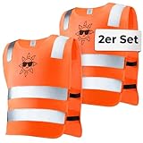 Prowiste 2er Warnweste Kinder Set - 𝗦𝘁𝗮𝗿𝗸 𝗦𝗶𝗰𝗵𝘁𝗯𝗮𝗿 Orange - Universal Größe Für Kids von 2-12 Jahren - Geprüft EN 17353:2020 Zertifizierung