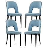 Modern Dining Chair Modern Leather Dining Chairs Set of 4,Kitchen Living Room Lounge Counter Chairs Carbon Steel Legs Dressing Table Chair (Color : Blue)