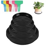 16 STK Untersetzer Blumentopfuntersetzer Pflanzen Untersetzer, Pflanzenuntersetzer Rund, Plastik Blumen Untersetzers, Blumenuntersetzer Rund 12/16/18/22 cm, für Innen Außen, mit 24 Etiketten