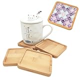 Bambus-Mosaik-Untersetzer, leere Bodenschalen für Bastelarbeiten, DIY-Mosaikbedarf, Trinkbecher-Untersetzer, Pflanzen-Untersetzer, Kunstteller (quadratisch), 4 Stück