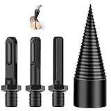 Holzspalter Bohrer, Bohrkegel Holzspalter Schraube Kegel Holz für Bohrmaschine, 4 Stück Holzspalter Bohrer Abnehmbar Bohrmaschine, Schraube mit 3 Griffen für elektrische Haushaltsbohrmaschine (42mm)