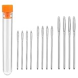 Stopfnadeln Nähen Nadeln Set 12 STK Stumpfe Nadeln, Sticknadeln, Großäugige Stumpfe Nadeln, Großäugige Gerade Nadeln (5,2 cm, 6 cm, 7 cm) mit Transparenter Flasche (12 PCS)