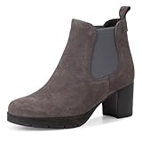 Tamaris Damen Chelsea Leder Blockabsatz bequem; GREY, EU 38