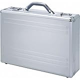 ALUMAXX 45131 Laptop-Attaché-Koffer Kronos aus silbernen Aluminium, Aktenkoffer mit 17'' Laptop-Fach, Dokumentenkoffer ca. 34,5 x 46 x 12 cm, Attachekoffer Silber
