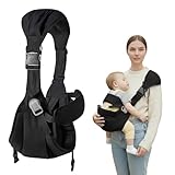 Tragetuch Baby Neugeboren, Ergonomische Babytrage, Baby Hüfttrage mit Lendenwirbelstütze, Kleinkind Trage Seitlich bis 20kg, Babytrage Seitlich von 3 Monaten bis 36 Monaten (schwarz)