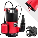 Belko® HydroFlat Vario Eco 400W Schmutzwasserpumpe – Flachsaugend bis 1 mm, 8.000 l/h Förderleistung, Integrierter Schwimmerschalter, Flexibler Kombinippel-Anschluss für Haus & Garten