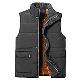 Herren-Outdoor-Weste mit Fleecefutter, wasserdicht, ärmellos, Winterjacke, warm, für die Arbeit, lässige Oberbekleidung, Dunkelgrau, Größe XL