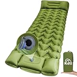 Camping Isomatte Selbstaufblasend, Ultraleicht Aufblasbare Matratze mit integrierten Kopfkissen, Kleines Packmass Aufblasware Luftmatratze, Fußpresse Pumpe, Faltbar Campingmatratze für Outdoor