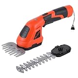 ZELATAN Akku-Grasschere, 2 in 1 Handheld Strauchschneider/Heckenschere für Garten Hof Rasen, 7,2V Elektro Rasentrimmer & Grasschneider mit Wiederaufladbarem Akku & Drehbarem Griff