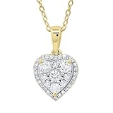 Dazzlingrock Collection 0,55 Karat (ctw) runder weißer Diamant Damen Herzform Cluster Love Anhänger (Goldkette im Lieferumfang enthalten), 18 Karat Gelbgold, Diamant Gelbgold, weißer Diamant,