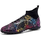 KUUK Fussballschuhe Kunstrasen Herren Hallenschuhe Fussball Turf Fußballschuhe Für Jungen Indoor AG FG TF Trainingsschuhe Outdoor (028 Schwarz TF 39)