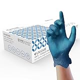 UNIGLOVES Unicare GS0083-A Untersuchungshandschuh, Vinyl, medizinischer Grad EN455, mittelschwer, Box mit 100 Handschuhen, Blau, Größe M