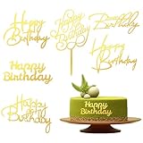 6 Stück Happy Birthday-Kuchenaufsätze Tortendeko Cake Topper Geburtstag Happy Birthday Wiederverwendbarcake Acryl Tortendeko Geburtstag Gold Cakes Toppers für Geburtstagsparty Kuchen Desserts Gebäck