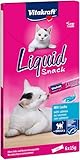 Vitakraft Liquid Snack, Katzensnack flüssig, mit MSC-Lachs, Katzenleckerlies, mit Omega3 Fettsäuren, für gesunde Haut, kalorienarm (1x 6 Stück)