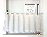 Daliena Scheibengardine Blickdicht Eleganz Kurzgardine Küchengardinen Leinenoptik Privatsphäre Gardine Fenstervorhang Modern Kurzstore mit Schlaufen (BxH 120x120cm) Naturfarben 1 stück