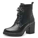 MARCO TOZZI Damen Stiefeletten mit Absatz aus Kunstleder zum Schnüren, Schwarz (Black), 38 EU