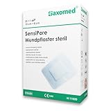 Saxomed SensiPore Pflaster 25 Stück - Wundpflaster steril 10x8 - Wundauflage nicht haftend 5x4 cm - steriler Wundverband sensitiv - Akute Wundversorgung und postoperatives Verbandsmaterial
