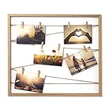 B living - Bilderrahmen 50 x 43 x 2,5 cm, Fotowand zum Anbringen von Fotos, Fotorahmen/Collage mit stabiler Rückwand, inkl. Naturseil & 10 Klammern