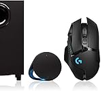 Logitech G560 PC-Gaming-Lautsprecher mit DTS:X Ultra Surround Sound, Spielbasierter RGB-Beleuchtung + Logitech G502 Lightspeed kabellose Gaming-Maus, Hero 16000 DPI Sensor, Wireless Verbindung
