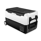 YU YUSING Kompressor Kühlbox 35L mit Rollen, Kühl - Gefrierkombination bis -20° C, Kühlschrank elektrisch Anti-Schütteln, Tragbar Gefrierbox für Camping Auto 240V 230V 220V 12V 24V
