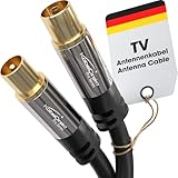 KabelDirekt Antennenkabel, Koaxialkabel, TV Kabel – Fernsehkabel mit bruchfestem Metallstecker für digitales & analoges Fernsehen – 2m (Antennenstecker auf Buchse für DVB-C, DVB-T, DVB-S)