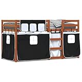 CelticHearth Kinder Etagenbett Kinderbett mit Vorhänge – Kiefer Massivholz – Rosa Blau Schwarz – 75x190 cm 80x200 cm 90x190 cm 90x200 cm - Spielbett für Jungen und Mädchen
