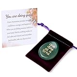 ZHIYUXI 'One Day at A Time Thinking of You' Geschenke für Frauen, inspirierender grüner Aventurin, Daumen-Handschmeichler für Angst, Stressabbau, Sie haben dieses Nüchternheitsgeschenk für sie