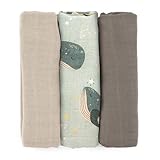Petite&Mars Bambus-Musselinwindeln, 3er-Set Moussy * 68 x 68 cm * hypoallergen * Bambus * Baumwolle * Spucktuch * Bäuerchentuch * Musselintuch * Musselin-Wischtuch (Walgesang)