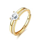Adramata Ring Silber 925 Damen Verstellbar Daumenring CZ Glänzende Herzring Eheringe Silber 925 Verlobungsring Promise Engagement Ringe Frauen Stapeln Rosegold Band Ring Gold Silber Ring für Damen