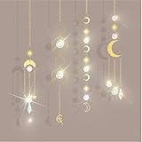 4Pcs Sonnenfänger Kristall, Kristall Anhänger Deko, Sonnenfänger Hängende Fenster ,Mond Stern Sonne Kristalle Ornament Anfänger für den Innen- und Außenbereich