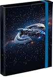 Baagl Heftbox für Schulranzen - Heftmappe A5 für Kinder mit Gummiband und Innenklappen - Sammelmappe, Sammelbox mit Gummizug für Jungen (Spaceship)