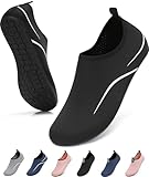 VOLHAL Wasserschuhe Herren Badeschuhe Damen Schwimmschuhe Schnell Trocknend Strandschuhe rutschfeste Aquaschuhe Leicht Surfschuhe für Beach Pool Yoga, Schwarz 40 EU