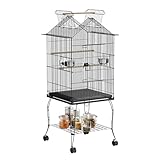 Froadp Vogelvoliere Vogelkäfig mit Ständer und Rollen Groß Wellensittichkäfig Metall Vogelhaus mit Holzstangen und Futternäpfe Voliere Käfig Tierkäfig für Papageien Tauben Sittiche Finken (Typ B)