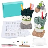 ACRNIGHEET Häkelset für Anfänger, grüner Zwiebelstifthalter, Häkel-Starter-Set, Strickset, Bastelset, Geschenk für Erwachsene, mit Schritt-für-Schritt-Video-Tutorial