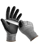 LANON Level D Schnittschutzhandschuhe, Nitrilbeschichtung mit Verstärktem Daumendesign, Atmungsaktiv, Langlebig, Rutschfest, Haltbar, Touchscreen, L/9(1 Paar)