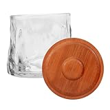 LAPYAPPE 1 Set Rotierende Whiskey-glaswaren, Klassische Whiskybecher Mit Holzsockel Für Cocktails Und Vintage-trinkbecher Aus Klarem Glas Für Die Hausbar