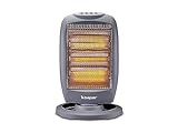 BEPER P203PAN011 Halogen-Heizfläche, 400/800/1200W, 3 Heizelemente, 3 Leistungsstufen, automatische horizontale Oszillation, ECO-Funktion und Abschaltautomatik, Grau