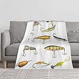 YINGD Flanell-Decken für Bett, Angelzubehör zum Auffangen von Wassertieren und Weichtieren, weiche Überwurfdecke, Plüsch, 125 cm x 100 cm
