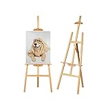 uyoyous Staffelei Holz 150cm Künstlerstaffelei A-Rahmen-Staffelei Atelierstaffelei höhenverstellbar Standstaffelei Leinwand Ständer Holzstaffelei für Malerei Skizze Hochzeit Ausstellung