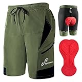 Sportneer Fahrradhose Herren MTB Hose Radlerhose Herren Radhose Mountainbike Hose mit 3D Sitzpolster Radhose Fahrradhose, Schnelltrocknend und Atmungsaktiv Mountainbike Hose