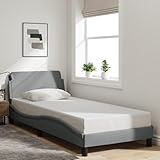 Rantry Bettgestell mit Kopfteil Bett Bettrahmen Bettgestell Doppelbett Einzelbett Jugendbett Schlafzimmerbett Gästebett Schlafzimmermöbel Hellgrau 90x200 cm Stoff