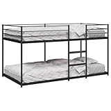 Iiaky Etagenbett 75x190 Metallbett Stockbett Hochbett Kinderbett Jugendbett Doppelstockbett Stahl-Schwarz-75 x 190 cm