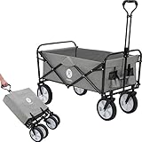 Miweba Faltbarer Bollerwagen MB-35 | Traglast 120 Kg - Klappbar - Handwagen faltbar - Transportwagen für Kinder - Kinderwagen - Gartenwagen - Wagen - Strandwagen - Faltwagen (Grau)
