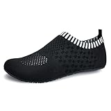 WateLves Wasserschuhe Badeschuhe Hausschuhe Sockenschuhe Hüttenschuhe Damen Herren Unisex Strand Schwimmen Atmungsaktiv Leicht ElastizitäT Rutschhemmend(Schwarz 42/43)