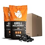 HEIZFUXX Holzkohle 10kg x 2 Sack 20kg 1 Paket Grillkohle Grillholzkohle Kohle Hartholz BBQ Gastro Restaurant Grill Smoker Dutch Oven Steakhouse Profi Premium Qualität Paligo