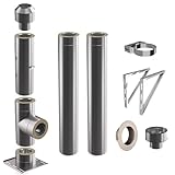 Edelstahlschornstein | Ø 150mm | Bausatz in allen Längen und Wandabständen | Edelstahl Schornstein Doppelwandig | Kaminbausatz Komplett| Steck-fit | wandabstand 50mm | 2.8m